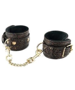 Spartacus Faux Fur Lining Ankle Restraints - Brown Floral Print