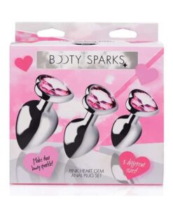 BootySparks Pink Heart Gem Anal Plug Set