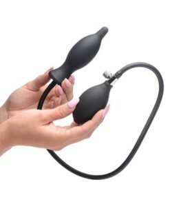 Master Series Dark Inflator Inflatable Silicone Anal Plug - Black