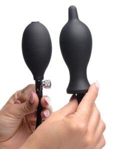 Master Series Dark Inflator Inflatable Silicone Anal Plug - Black