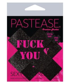 Pastease Fuck You Pay Me Cross - Black/Pink O/S