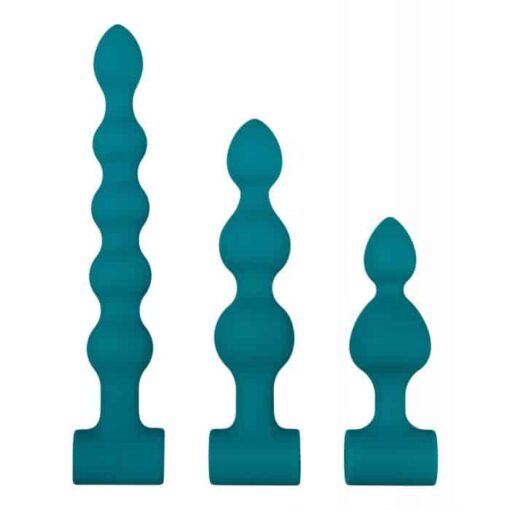 Adam & Eve Vibrating Anal Bumpy Bead Set - Teal