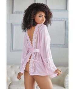 Allure Nina Lace & Mesh Robe w/G-String Pink L/XL