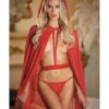 Allure Lace & Mesh Cape w/Attached Waist Belt (G-String NOT included) Red O/S