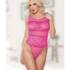 Allure Heather & Lace Teddy Hot Pink O/S