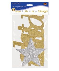 New Year's Kiss Me at Midnight Streamer - Gold/Silver