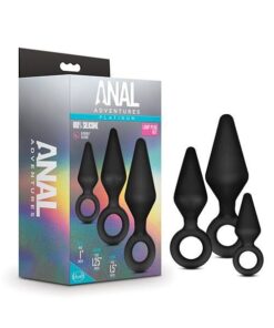 Blush Anal Adventures Platinum Silicone Loop Plug Kit - Black