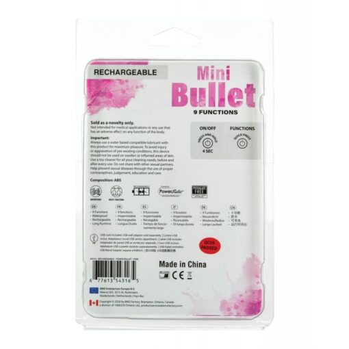 Mini Bullet Rechargeable Bullet - 9 Functions Pink