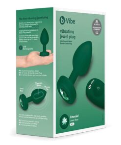 b-Vibe Remote Control Vibrating Jewel Plug (M/L) - Emerald Green