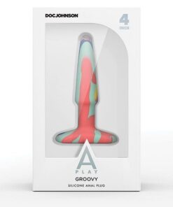 A Play 4" Groovy Silicone Anal Plug - Multicolor/Yellow