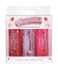 GoodHead Warming Oral Delight Gel Pack - 2 oz Strawberry/Vanilla Cupcake/Chocolate Cherry