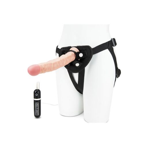 Lux Fetish 8.5" Realistic Vibrating Dildo w/Strap On Harness Set