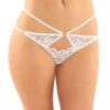 Jasmine Strappy Lace Thong w/Front Keyhole Cut Out White L/XL