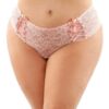 Bottoms Up Magnolia Stretch Lace Crotchless Panty w/Ribbon Lace Up Front Light Pink QN