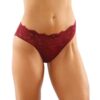 Bottoms Up Ivy Eyelash Lace Panty w/Criss Cross Back & Bow Trims Garnet S/M