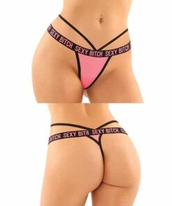 Vibes Buddy Sexy Bitch Lace Panty & Micro Thong Black/PNK S/M