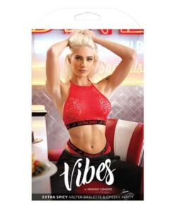 Vibes Extra Spicy Halter Bralette & Cheeky Panty Chili Red S/M