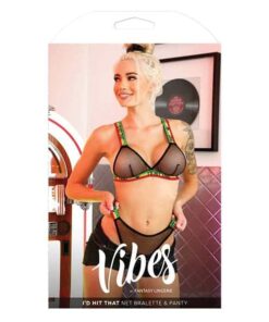 Vibes I'd Hit That Net Bralette & Panty Black S/M