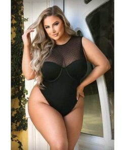 Curve Raven High Neck Bodysuit w/Snap Crotch Black 3X/4X