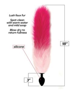 Foxy Fox Tail Silicone Butt Plug - Pink Gradient