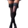 Kix'ies Keila Semi Opaque Fringe Thigh High Black A