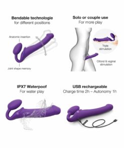 Strap On Me Vibrating Bendable Strapless Strap On Xlarge - Purple