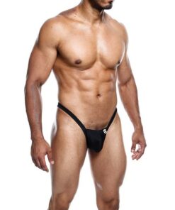 Male Basics Y Buns Thong Black MD