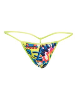 Male Basics Sinful Hipster Wow T Thong G-String Yellow Print LG