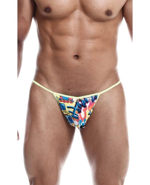 Male Basics Sinful Hipster Wow T Thong G-String Yellow Print MD