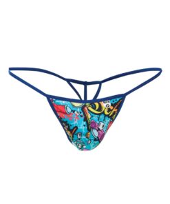 Male Basics Sinful Hipster Music T Thong G-String Blue Print MD