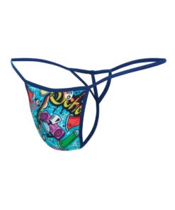 Male Basics Sinful Hipster Music T Thong G-String Blue Print SM