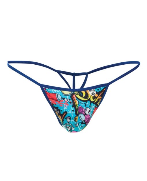 Male Basics Sinful Hipster Music T Thong G-String Blue Print SM