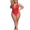 Risqué Business Lace & Mesh Teddy w/Snap Crotch Red QN