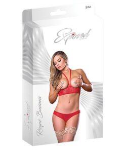 Risqué Business Cupless Bra & Crotchless Panty Red L/XL