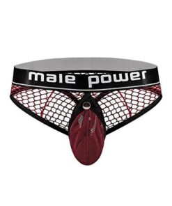 Cock Pit Fishnet Cock Ring Thong Red S/M