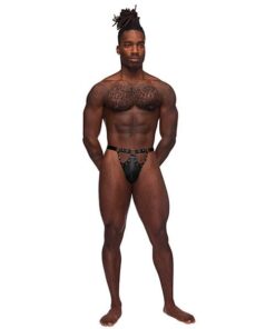 Fetish Jouster Nylon & Spandex Front Ring G-String Black S/M