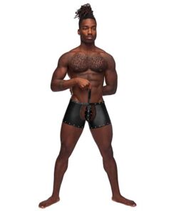 Fetish Poseidon Nylon Spandex Tear Off Cup Thong Short Black L/XL