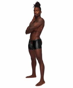 Fetish Poseidon Nylon Spandex Tear Off Cup Thong Short Black L/XL