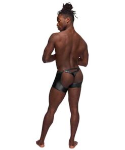 Fetish Poseidon Nylon Spandex Tear Off Cup Thong Short Black L/XL