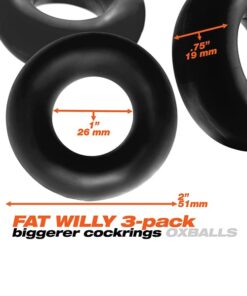 Oxballs Fat Willy 3 Pack Jumbo Cock Rings - Black