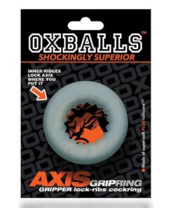 Oxballs Axis Rib Griphold Cockring - Clear Ice