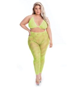 Pink Lipstick All About Leaf Bra & Leggings Green QN