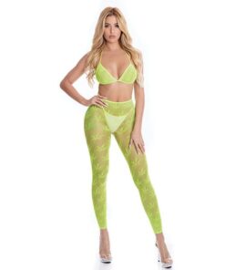 Pink Lipstick All About Leaf Bra & Leggings Green O/S