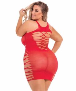 Pink Lipstick Back 2 Basixxx Hi Neck Dress Red 1X-3X