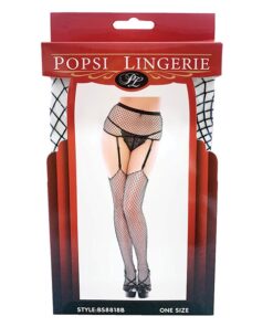 Fishnet Garter Pantyhose Black O/S