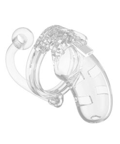 Shots Man Cage Chastity 3.5" Cock Cage w/Plug Model 10 - Clear