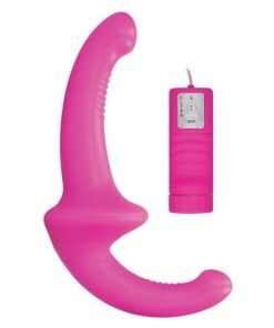 Shots Ouch Vibrating Silicone Strapless Strap On w/Controller - Pink