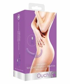 Shots Ouch Vibrating Silicone Strapless Strap On w/Controller - Purple