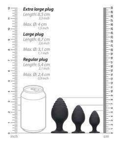 Shots Ouch Rippled Butt Plug Set - Black