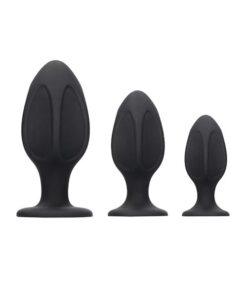 Shots Ouch Diamond Shape Butt Plug Set - Black